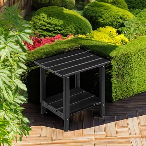 Apolimi Adirondack Outdoor Side Table, 2-Tier Sturdy Patio End Table Weather Resistant, 16.5" Solid Side Table for Patio, Pool, Porch