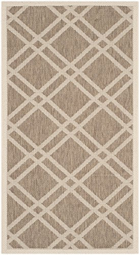 SAFAVIEH Washable Rug Outdoor Courtyard Collection - 2'7" x 5', Brown & Bone, Non-Shedding & Easy Cleaning, Ideal for Patio, Backyard, Mudroom (CY6923-242)