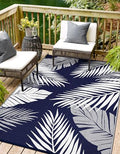 sarben Outdoor Rug 5’x8’ Waterproof for Patio Clearance, Reversible Indoor Outdoor Plastic Straw Camping Rug Carpet, RV Mat, Large Area Rug for Deck, Backyard, Balcony, Porch, Beach, Blue & White
