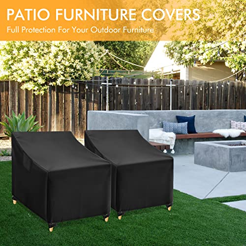WLEAFJ Outdoor Chair Covers Waterproof, Black Lawn Patio Furniture Covers, Heavy Duty Wicker Garden Sofa Chair Cover, 2 Pack - 30" W x 37" D x 31" H