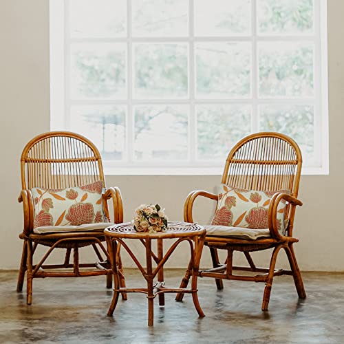 JMGBird Water-Resistant Outdoor Pillows Set of 2, 12x20 inch Durable Beige with Orange Leaf Pattern Throw Pillows with Inserts for Patio Furniture