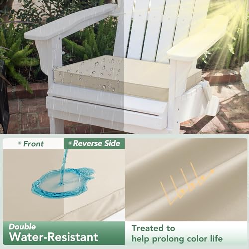 Outdoor Chair Cushions Set of 4: Waterproof & Fade Resistant Seat Cushion for Patio Furniture - 18.5 x 16 x 2 Inch Chair Pads with Ties and Hidden Zipper - Patio Chair Cushion Replacement, Beige