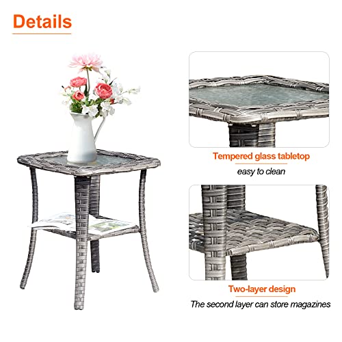 HOOOWOOO Wicker Patio Set 6 Piece Outdoor Patio Furniture Set Rattan Outdoor Patio Set Outdoor Furniture Set Patio Conversation Set Patio Furniture with Swivel Chairs,Orange Red