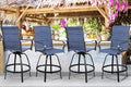 Shintenchi 4 Piece Patio Swivel Bar Chairs, All Weather Padded Textile Outdoor Metal Bar Stools Patio Chairs Set of 4, High Top Bistro Set Furniture for Balcony, Backyard, Lawn Garden, Deck, Deep Blue