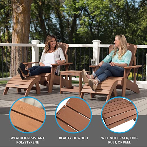 Lifetime Faux-Wood Adirondack Chair, Weather-Resistant Polystyrene, UV-Protected, 300 lb Capacity, Low-Maintenance Outdoor Seating Furniture