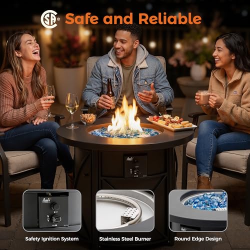 BALI OUTDOORS 50000 BTU Propane Fire Pit for Outdoor, 30 in Fire Pit Table Outdoor, Round Firepits for Outside Backyard, Patio