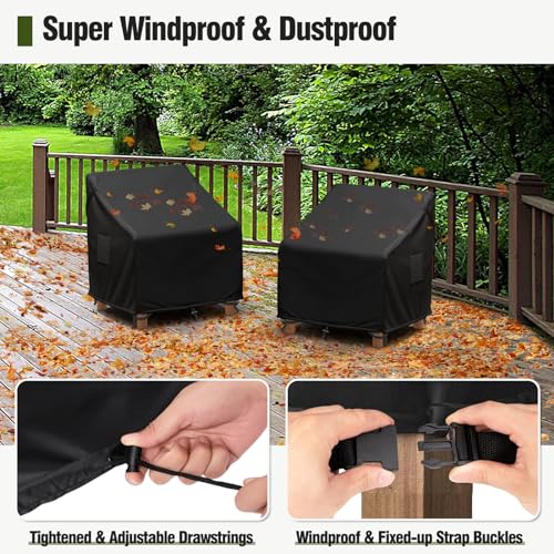 MR. COVER Outdoor Chair Covers Waterproof, Patio Furniture Covers for Rocking Chair, Heavy Duty Anti UV Chair Cover, Fits up to 35W x 37D x 36H Inches, Air Vent and Handles Included, Black, 2 Pack