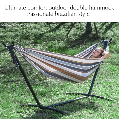 PNAEUT Double Hammocks for Outside, Replacement Outdoor Tree Hammock for Indoor Patio Porch Garden (Coffee, Medium)