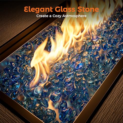 BALI OUTDOORS 42 inch Propane Fire Pit Patio Outdoor Fire Pit Table Large Black Firepits for Outside Rectangular