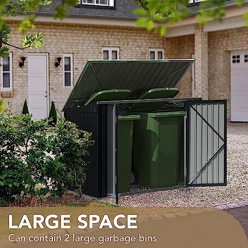 Devoko Outdoor Storage Shed 5.8 x 3.3 FT Metal Trash Shed Waterproof Outside Storage with Lid Chain Hydraulic Gas Rod for Trash Can Weeding Tools