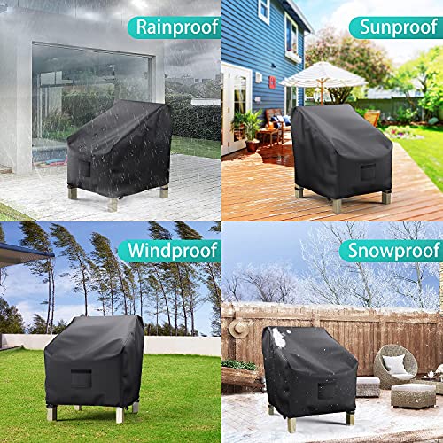 BROSYDA Patio Chair Covers for Outdoor Furniture Waterproof 2 Pack, Lawn Chair Covers 600D Heavy Duty Oxford Cloth, Large Covers for Lounge Lawn Deep Seat Black 29"W×30"D×36"H