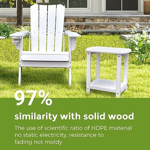 Adirondack Square Outdoor Side Table,2-Tier Storage Patio Side Table, HDPE End Tables for Backyard Pool Porch Garden Lawn