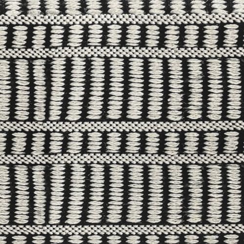 SIMPLIHOME Safford Square Pouf - 20 inch Wide Upholstered PET Polyester Ottoman in Black and White, Boho Indoor/Outdoor Footstool or Extra Seating for Living Room, Bedroom, or Patio, Assembled