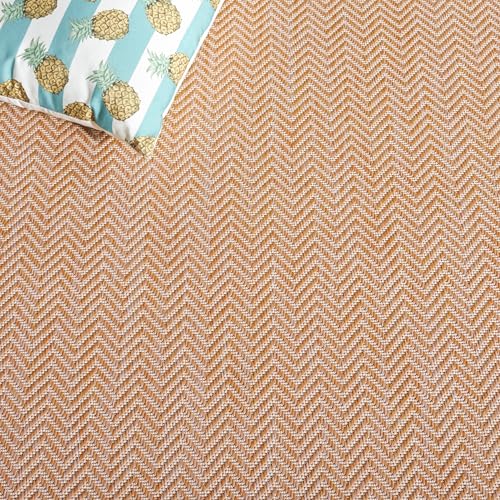 SAFAVIEH Washable Rug Outdoor Courtyard Collection - 9' x 12', Natural & Cream, Non-Shedding & Easy Cleaning, Ideal for Patio, Backyard, Mudroom (CY8022-03012)