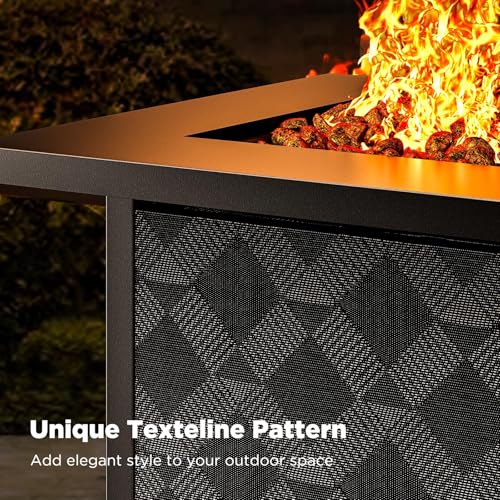 Ciays 28Inch Propane Fire Pit Table, 50,000 BTU Outdoor Gas Fire Pit Table CSA-Certified for Outside Patio with Removable Lid and Lava Rocks, Add Warmth and Ambience to Parties, Backyard, Garden