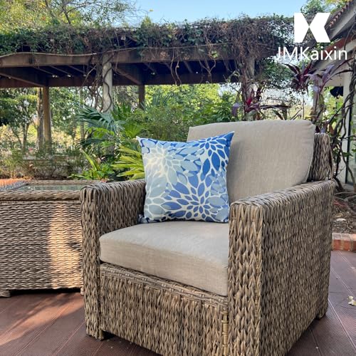 JMKaixin Set of 2 Waterproof Outdoor Throw Pillows with Inserts – 18x18 Inch Square Pillows for Patio Furniture, Garden Chairs, Couch, or Bench – Indoor/Outdoor Decorative Use