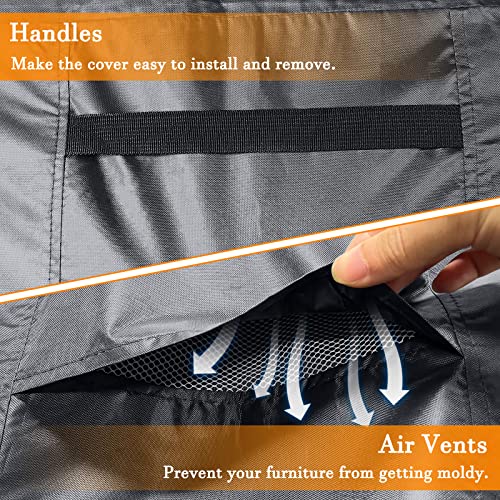 STARTWO Patio Furniture Covers Waterproof, Anti-UV Tear-Resistant 500D Heavy Duty 7-12 Seats Outdoor Furniture Cover for Sectional Sofa and Table Chairs, 110"x84"x28", Grey
