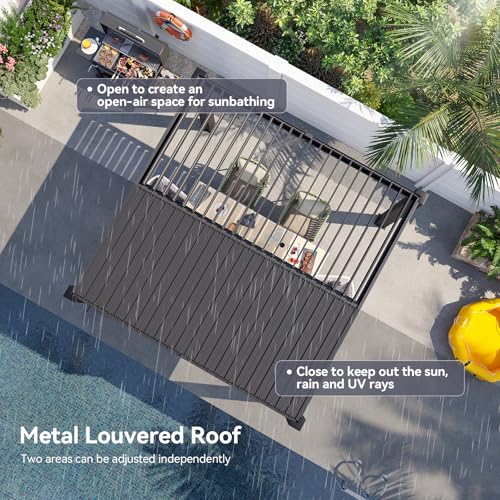 Aoxun Louvered Pergola 10' x 10' 96S Outdoor Metal Pergola with Adjustable Top for Decks, Gardens and Backyards, Easy Assembly via Structural Patent, Gray