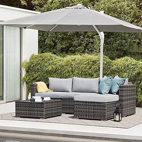 Patiorama 5 Piece Outdoor Patio Furniture Set, Sectional Conversation All-Weather Grey PE Wicker w/Light Cushions, Backyard Porch Garden Poolside Balcony Set