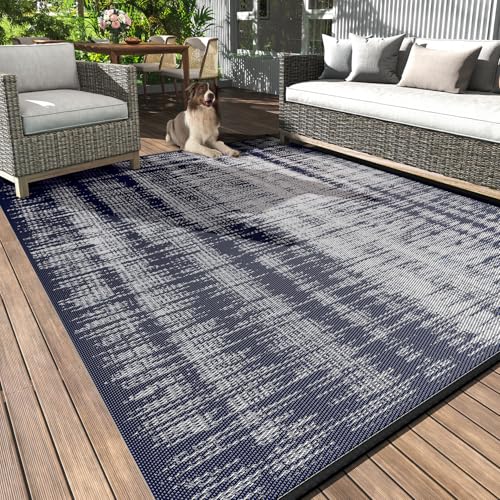 MontVoo Outdoor Rug Waterproof 5x8 ft Outdoor Patio Rug Mat Reversible Plastic Straw Outside Rug Carpet Outdoor Rugs for RV Camping Picnic Beach Balcony Porch Deck