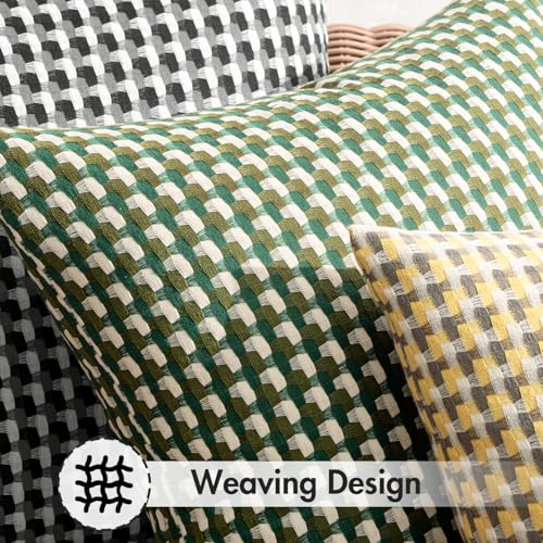 MIULEE Outdoor Texture Throw Pillow Covers Waterproof Pack of 2 Spring Decorative Woven Farmhouse Cushion Covers for Patio Garden Balcony Porch Tent Bench Sofa,18x18 Inch Green