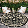 Capslpad 6Ft Round Outdoor Rug for Patio Reversible Mat Waterproof Plastic Straw Rug Boho Circle Indoor Outside Area Rug for RV Camping Picnic Pool Tent Balcony Beach Deck Doormats Decor, Beige