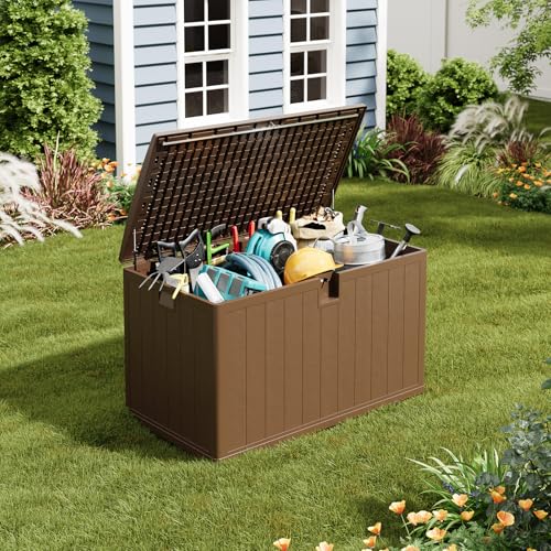ActiveTrail Large 130 Gallon Outdoor Storage Box, Waterproof & Lockable Outdoor Deck Box for Garden Tools, Pool Accessories & Cushions
