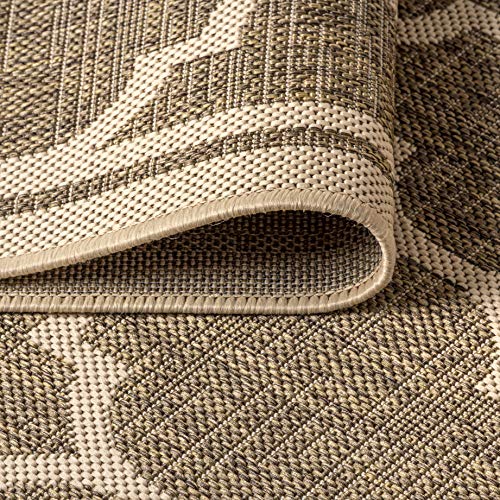 JONATHAN Y Moroccan Trellis Indoor Outdoor Area Rug 8X10 Brown/Beige, Trebol Textured Weave for Backyard, Patio, Porch, Easy-Cleaning, High Traffic, Pet-Friendly, Non-Shedding (SMB109A-8)