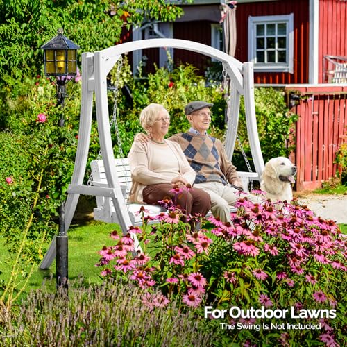 VINGLI 6.7FT Porch Swing Frame, 1000LBS Heavy Duty A-Frame Wooden Porch Swing Stand with Curved Arc Top for 5FT Porch Swing, Large Swing Hanger for Garden, Patio, Backyard & Indoor, White