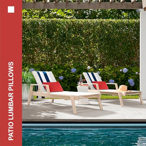 YOOZEKU Indoor Outdoor Lumbar Pillows,Waterproof Outdoor Pillows Set of 2 for Patio Furniture,12×20 Inch,Red