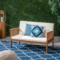 Christopher Knight Home Grace Outdoor Acacia Wood Loveseat, Brown Patina Finish and Cream