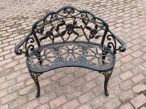 Patio Balcony Bench Double Seat, Anti-Rust Cast Aluminum Patio Garden Bench for Park Yard Outdoor Furniture Copper.1