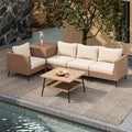 LAUSAINT HOME 6 Pieces Outdoor Patio Furniture Sets, Rattan Conversation Sectional Set with Cushions and Storage Box, Patio Sofa with Outdoor Table