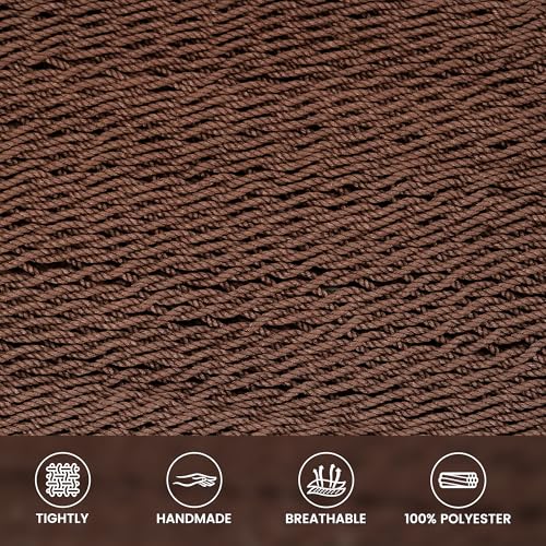 Lazy Daze Hammocks 10.5 FT Double 2 Person Caribbean Rope Hammock, Hand Woven Polyester Hammock with Spreader Bars for Outdoor Backyard Patio Poolside, 450 LBS Capacity, Brown