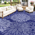 Mattitude Outdoor Rug 8' x 10' Waterproof, Reversible Portable Plastic Straw Area Rugs, Patio Carpet for RV Camping, Porch, Deck, Backyard, Camper, Pool, Picnic, Blue & White