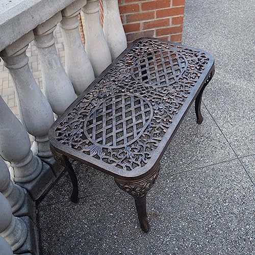 Oakland Living Mississippi Cast Aluminum Cocktail Table, 35-Inch by 18-Inch, Antique Bronze
