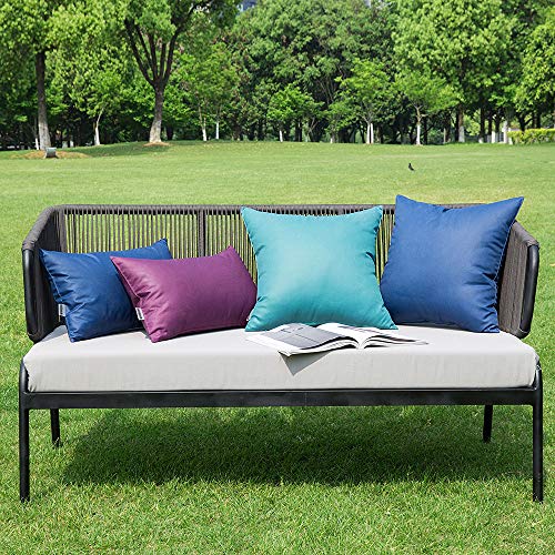 MIULEE Pack of 4 Decorative Outdoor Waterproof Summer Pillow Covers Square Garden Cushion Cases PU Coating Throw Pillow Cover Shell for Patio Tent Park Couch 18x18 Inch Navy Blue