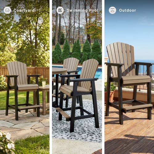 Signature Design by Ashley Fairen Trail 30" HDPE Durable Outdoor Barstool, 2 Count, Black & Brown