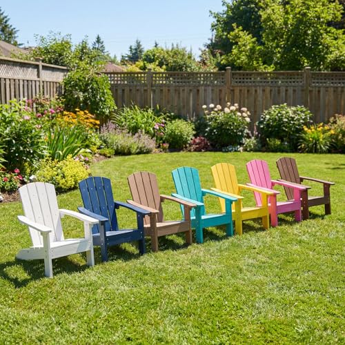 Giantex Kids Adirondack Chair, All-Weather HIPS Children's Outdoor Chair w/Ergonomic Design, Toddler Lawn Chairs for Age 3-8, Kids Beach Chair for Garden Patio Backyard (2,White)