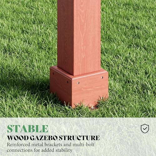 AMERLIFE 12x24 FT Outdoor Wooden Pergola, Large Wood Pergola for Backyard & Patio, Solid Cedar Wood Gazebo Structure with Flip Roof Design for Garden, Poolside & Outdoor Entertaining