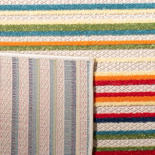 SAFAVIEH Washable Rug Outdoor Cabana Collection - 8' x 10', Ivory & Green, Non-Shedding & Easy to Clean, Ideal for Patio, Backyard, Mudroom (CBN323A)