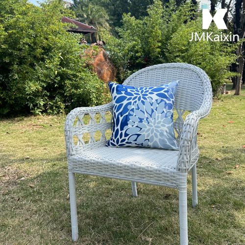 JMKaixin Set of 2 Waterproof Outdoor Throw Pillows with Inserts – 18x18 Inch Square Pillows for Patio Furniture, Garden Chairs, Couch, or Bench – Indoor/Outdoor Decorative Use