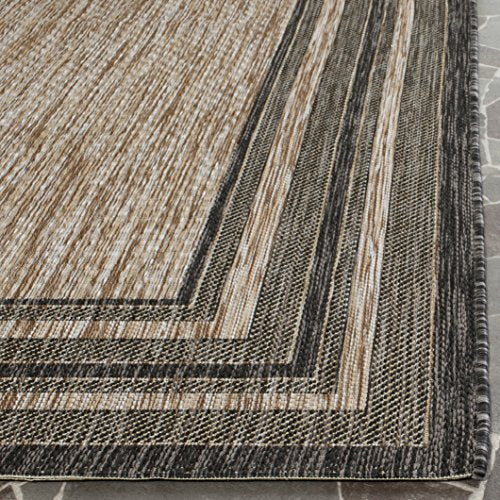 SAFAVIEH Courtyard Collection 9' x 12' Natural / Black CY8475 Indoor/ Outdoor Waterproof Easy-Cleaning Patio Backyard Mudroom Area-Rug