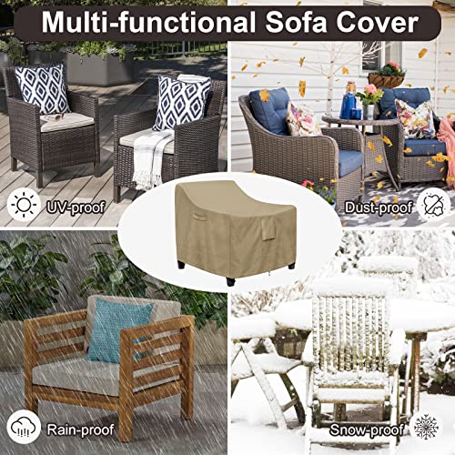 PureFit Outdoor Chair Covers Waterproof 2 Pack Patio Furniture Lawn Chair Covers for Outdoor Furniture with Air Vent and Padded Handles, Fits up to 32W x 37D x 36H Inches, Camel