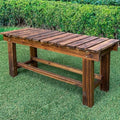 LSPYYDS Outdoor Garden Bench, 2-Person Wood Patio Bench Weatherproof Backless Bench, Anti-Corrosion and Anti-Rust for Garden Lawn Porch Park Backyard (Carbonized, 35.5''/90cm)