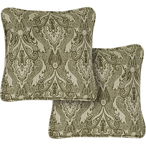 Hanover Medallion Indoor Throw, Set of 2, Decorative and Weather Resistant Meadow Green Cushions for Outdoor Furniture and Patio Sets with Premium Quick-Drying Fabric, 2 Pillows, 2 Count