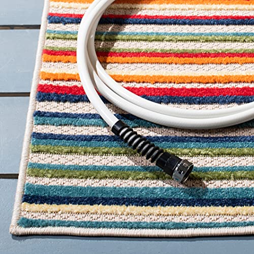 SAFAVIEH Washable Rug Outdoor Cabana Collection - 8' x 10', Ivory & Green, Non-Shedding & Easy to Clean, Ideal for Patio, Backyard, Mudroom (CBN323A)