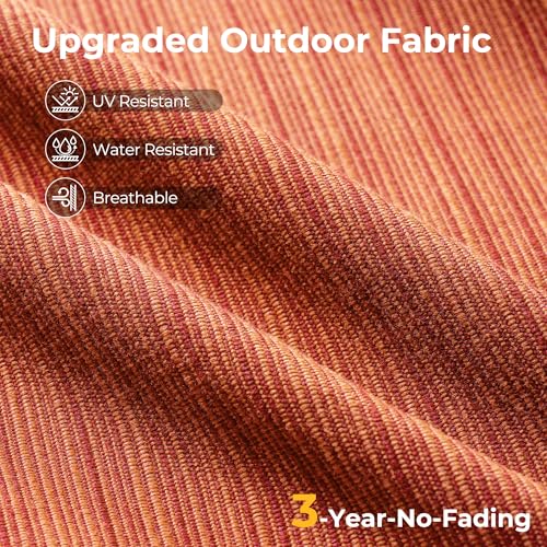HOOOWOOO Patio Outdoor Sectional Furniture Sofa Set,7 Piece U Shaped Corner Wicker Rattan Couch Set,Rustic 6 Persons Summer Patio Conversation Set for Outside Porch Deck Garden(Orange Red)