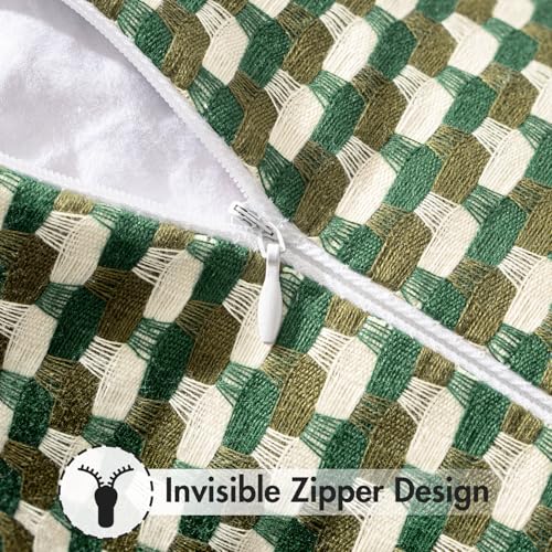 MIULEE Outdoor Texture Throw Pillow Covers Waterproof Pack of 2 Spring Decorative Woven Farmhouse Cushion Covers for Patio Garden Balcony Porch Tent Bench Sofa,18x18 Inch Green
