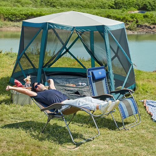 TIMBER RIDGE Outdoor Reclining Patio Padded with Adjustable Headrest and Cup Holder Foldable Zero Gravity Lawn Chair XL for Adults, Support up to 350 LBS, Brown,1 Count